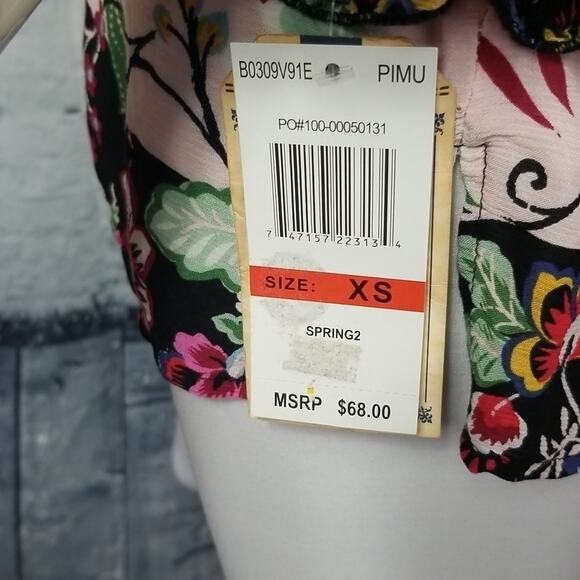 Democracy Womens XS Blouse Top Pink Boho Floral 3/4 Sleeve NEW Hippie - Picture 7 of 14